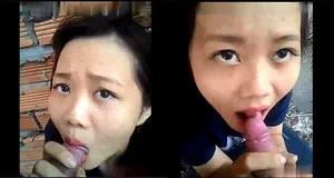 Em gái bú buồi ở vườn sau nhà